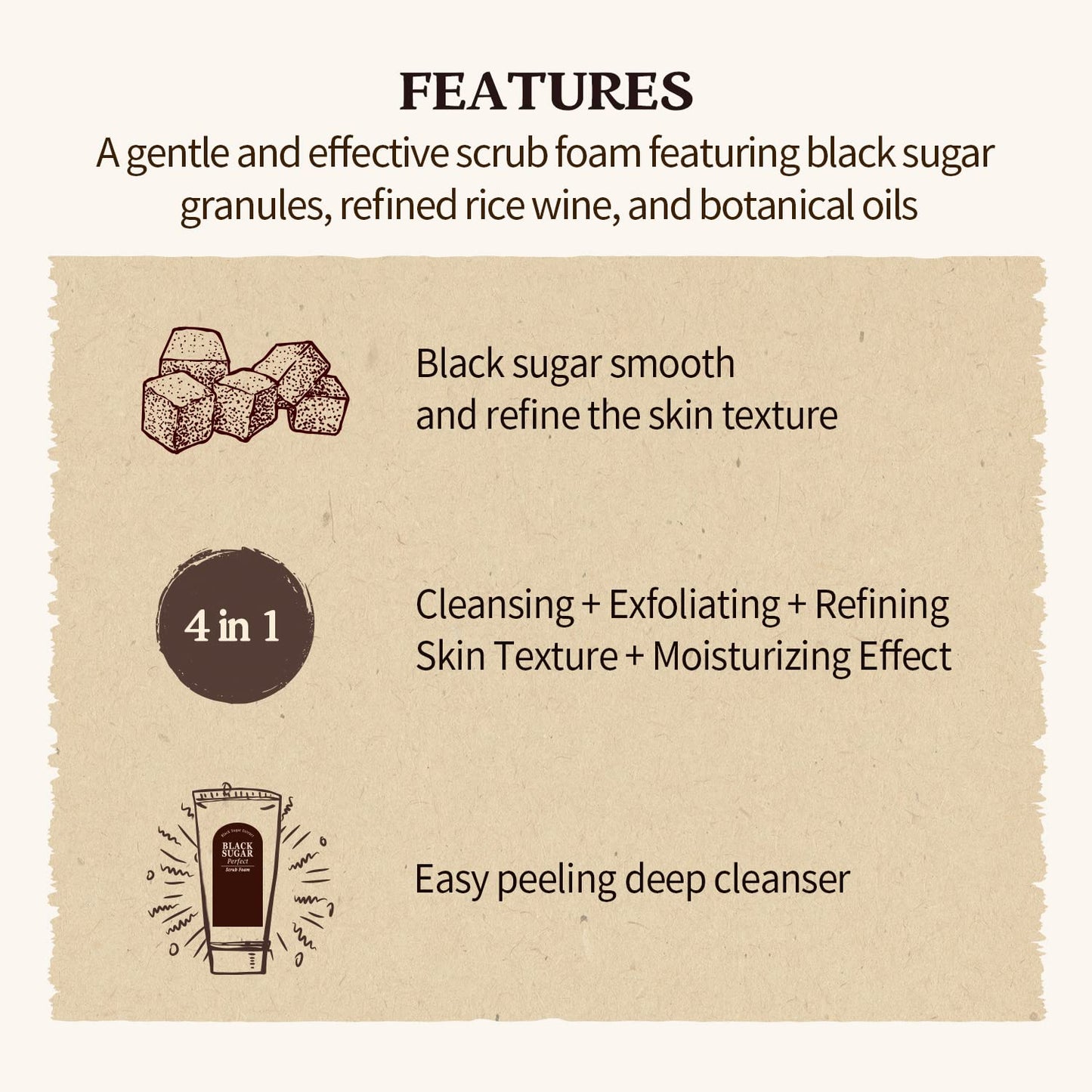 SKINFOOD - Black Sugar Perfect Scrub Foam